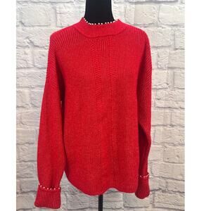 NWT Crown & Ivy Red Hots 10 Pearl Sweater XL